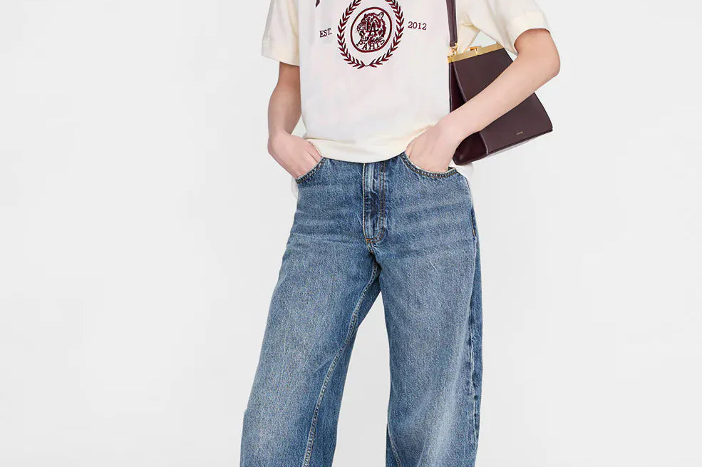 Anine Bing Tees Jaylin Tee Collegiate - Cream