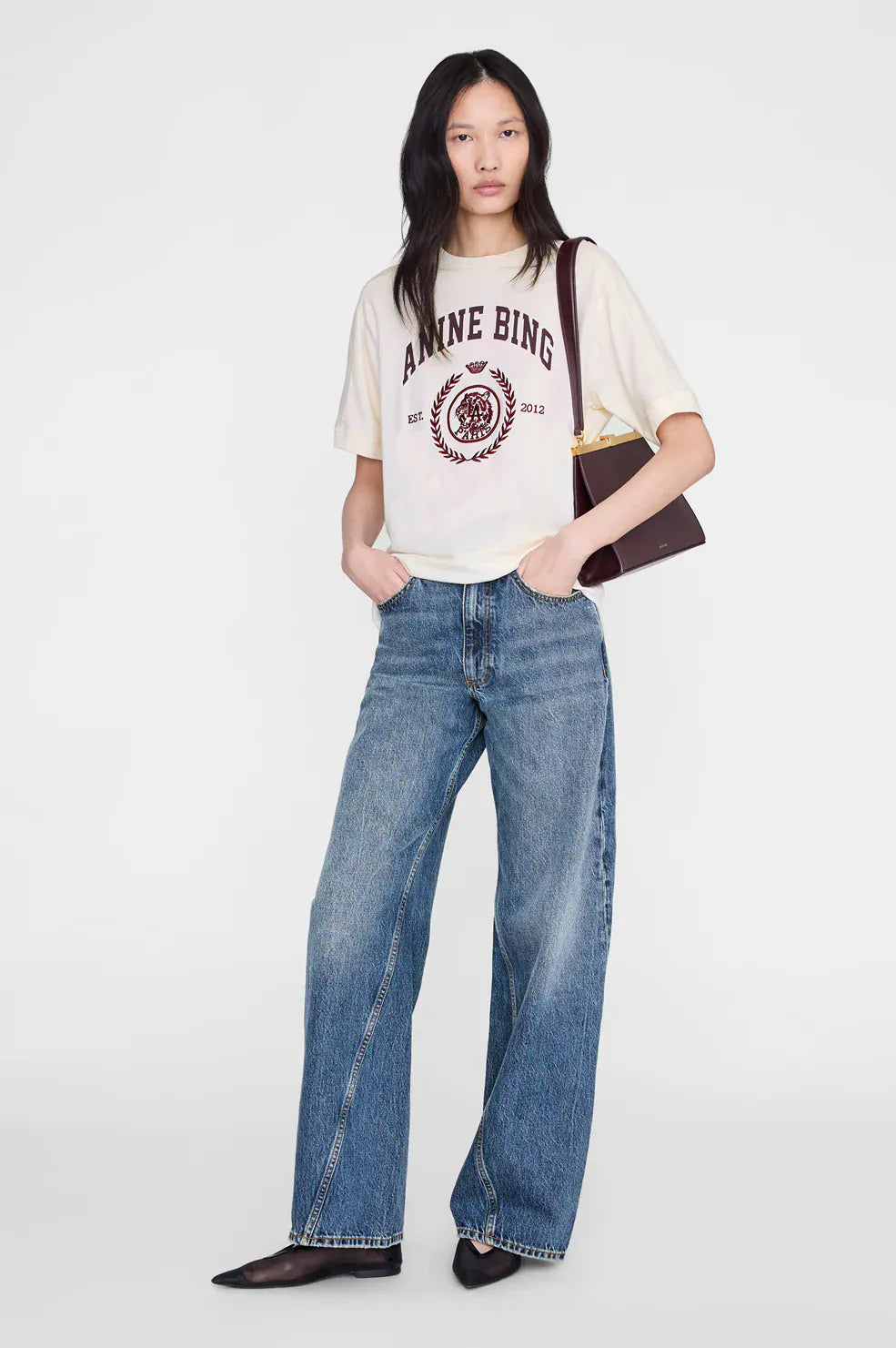 Anine Bing Tees Jaylin Tee Collegiate - Cream