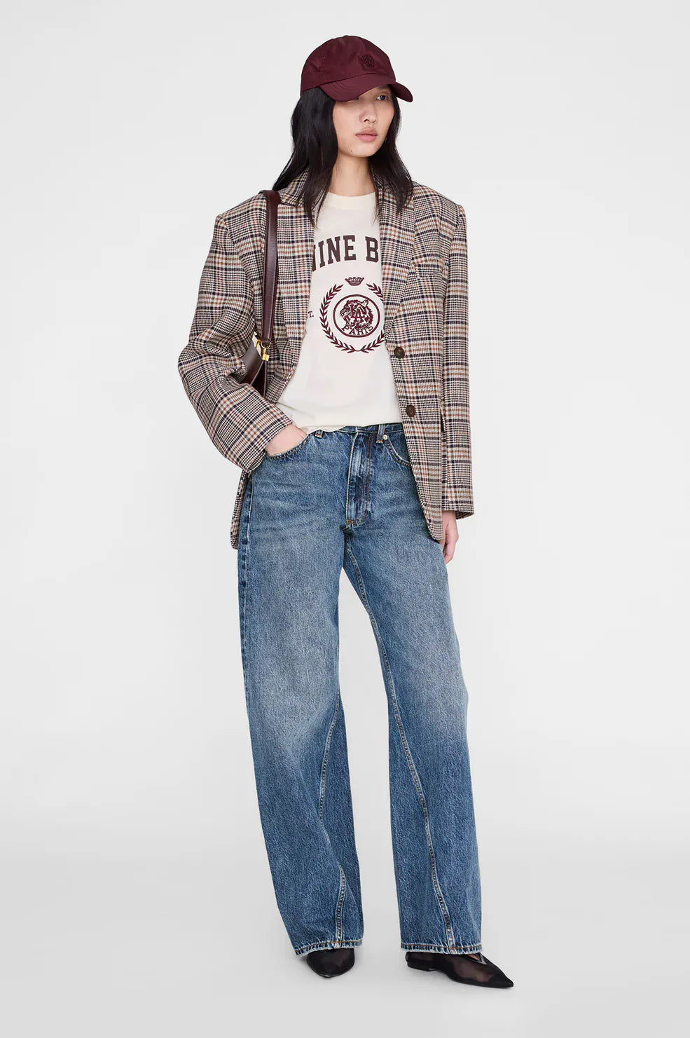 Anine Bing Tees Jaylin Tee Collegiate - Cream