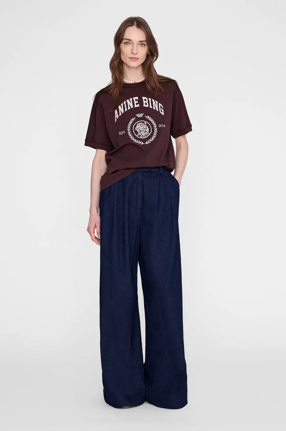 Anine Bing Tees Jaylin Tee Collegiate - Fig