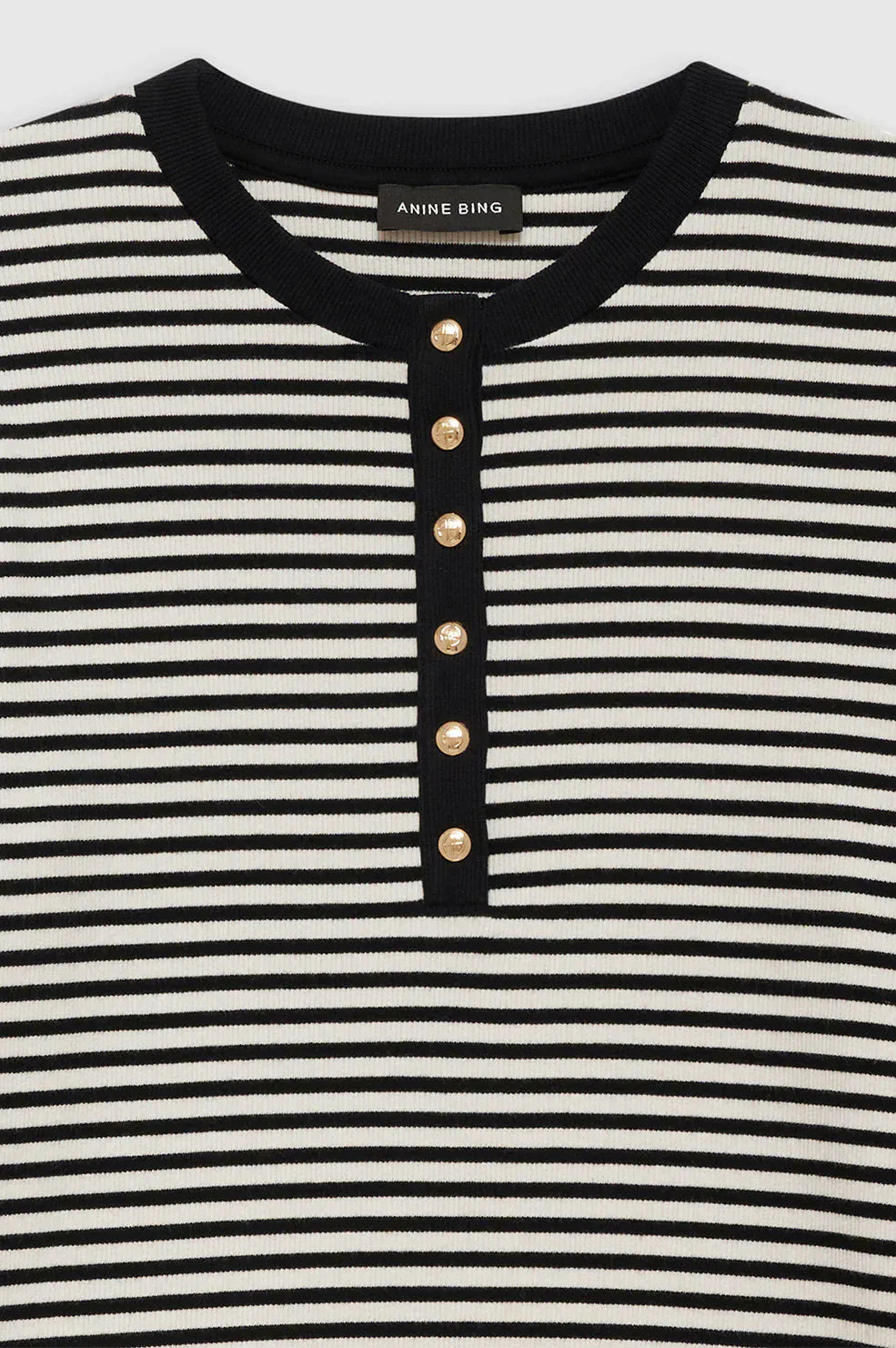 Anine Bing Tops Alessia Long Sleeve Tee - Cream/Blk Stripe