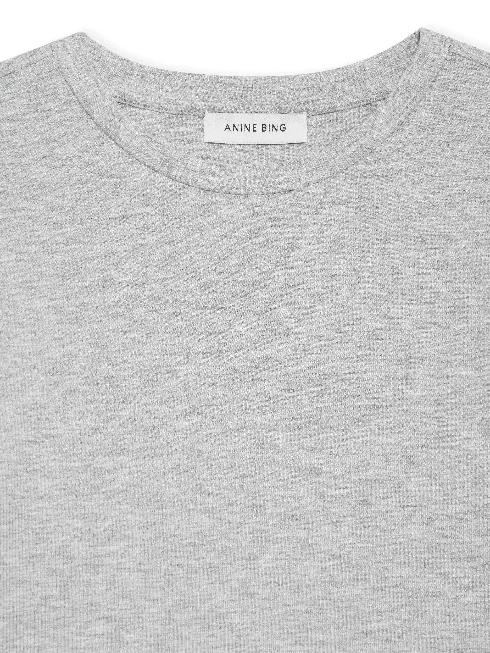 Anine Bing Tops - Long Sleeve Jo Long Sleeve Tee - Heather Grey
