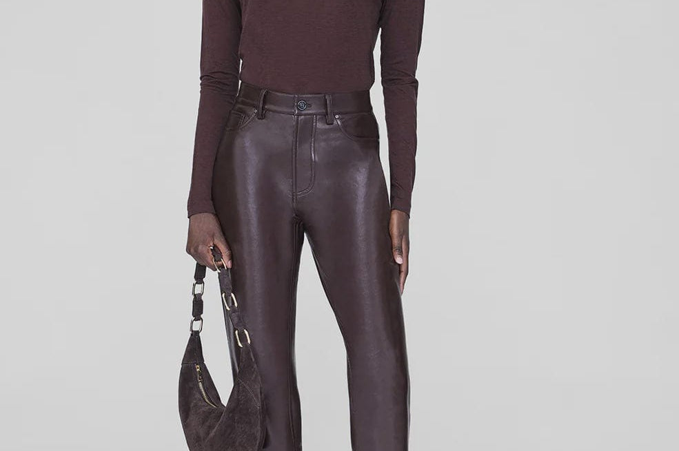 Anine Bing Tops - Long Sleeve Sylvie Long Sleeve Tee - Dark Brown *Pre-order*