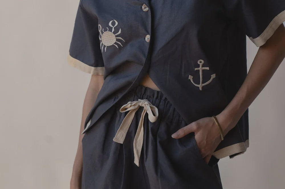 Araminta James Shirts - Linen Araminta James | Del Mar Shirt Set - Charcoal