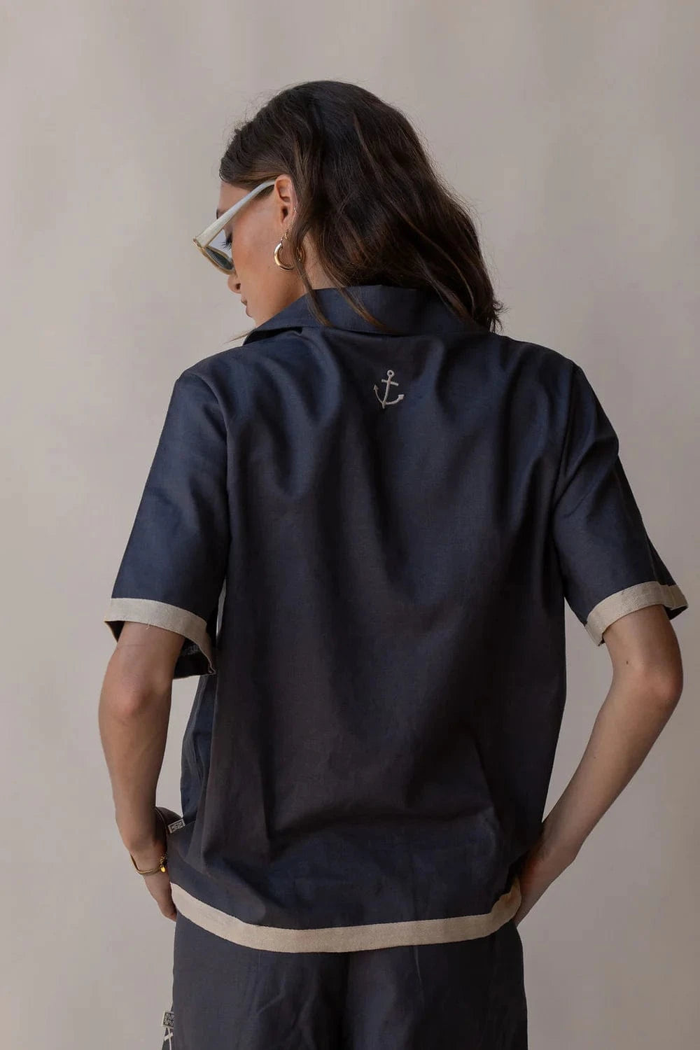 Araminta James Shirts - Linen Araminta James | Del Mar Shirt Set - Charcoal