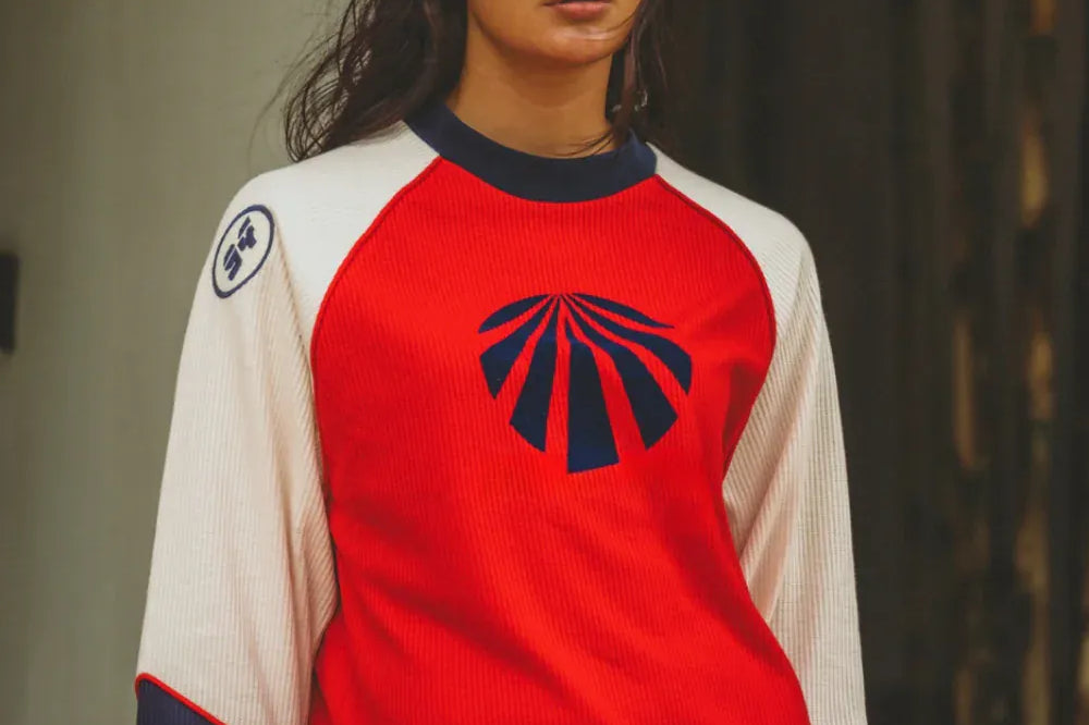 Araminta James Sweaters Races Waffle  Sweatshirt - Poppy Red