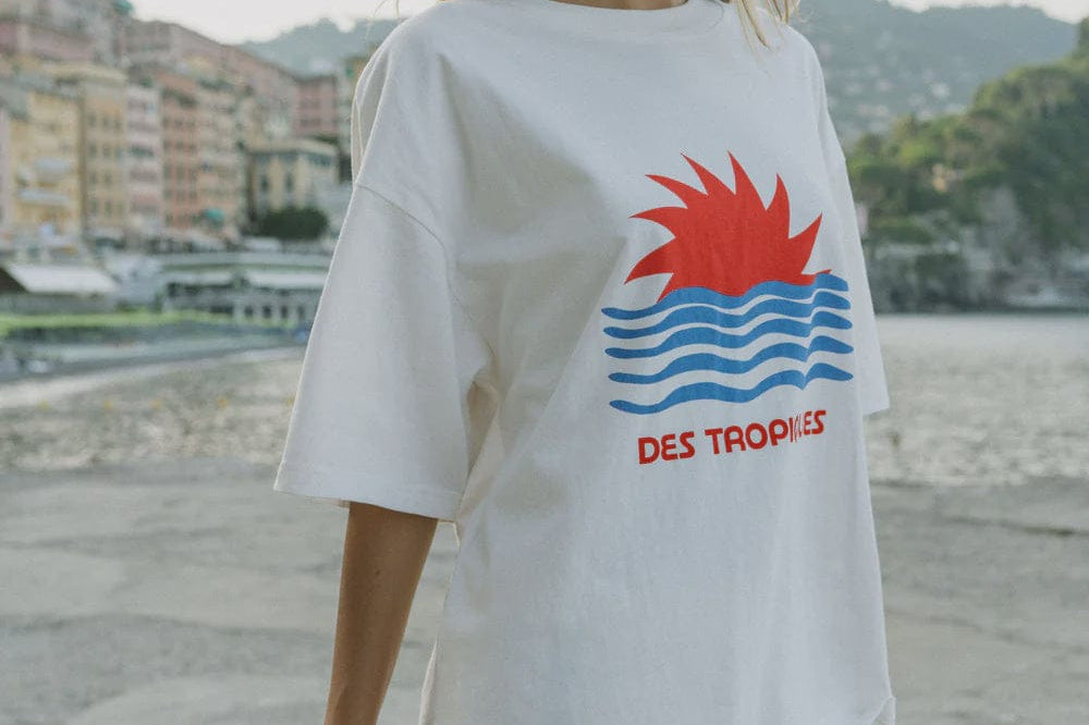 Araminta James Tees Tropiques Oversized Tee - Warm White