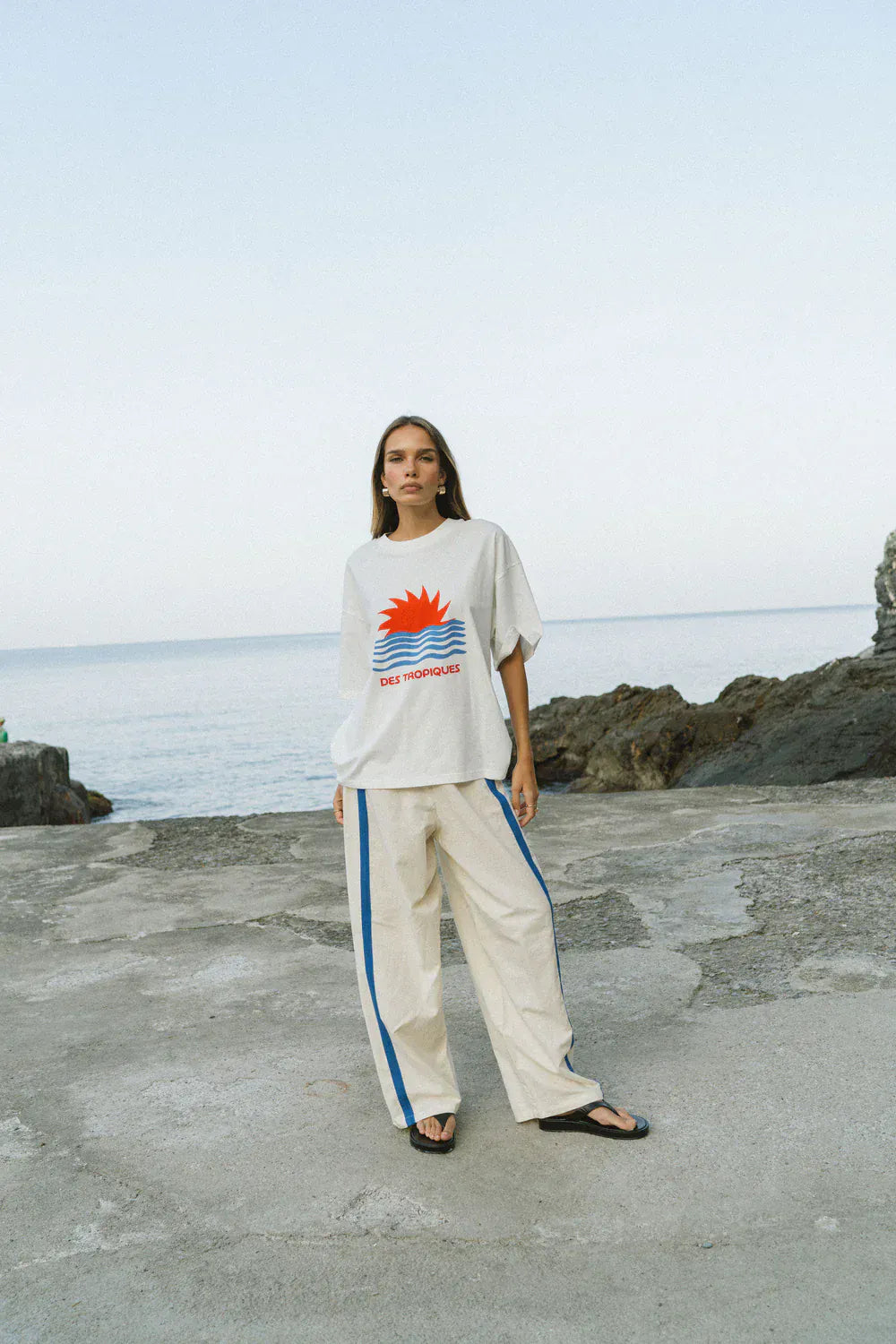 Araminta James Tees Tropiques Oversized Tee - Warm White