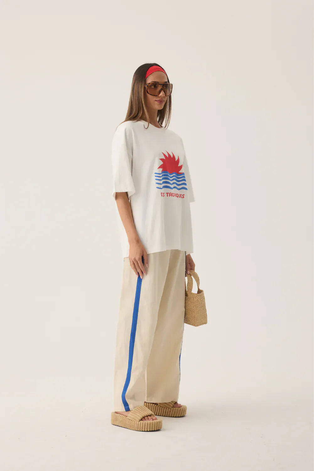 Araminta James Tees Tropiques Oversized Tee - Warm White