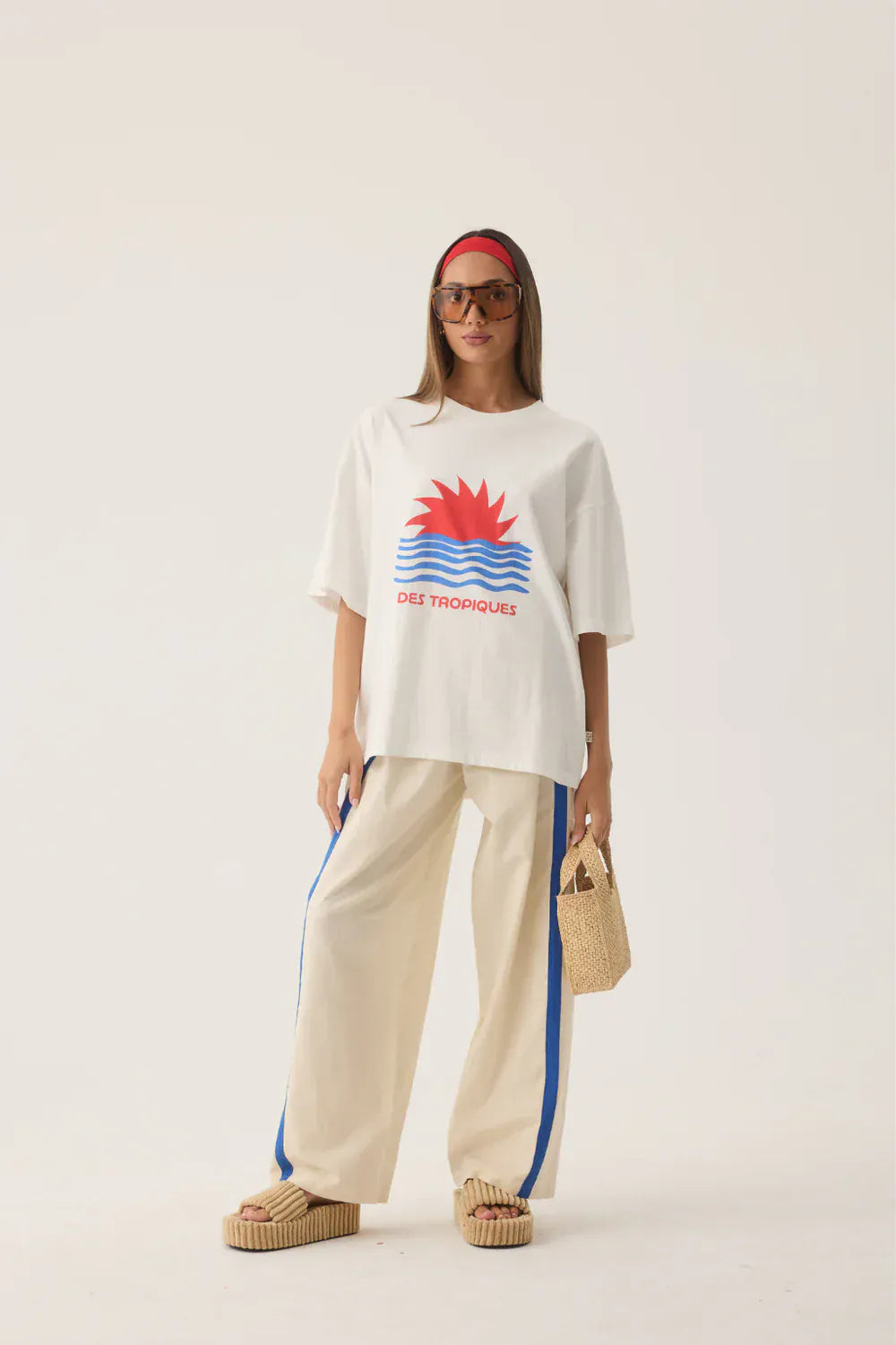 Araminta James Tees Tropiques Oversized Tee - Warm White