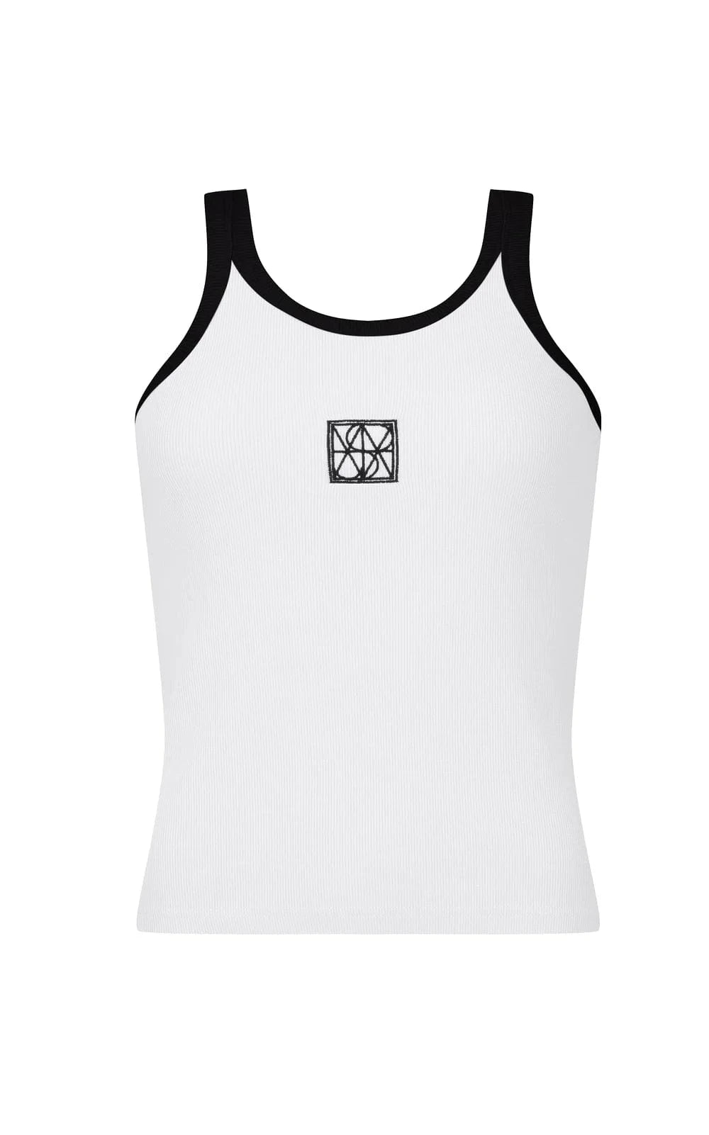 Araminta James Tops - Tanks Araminta James | Monogram Contrast Tank - Snow