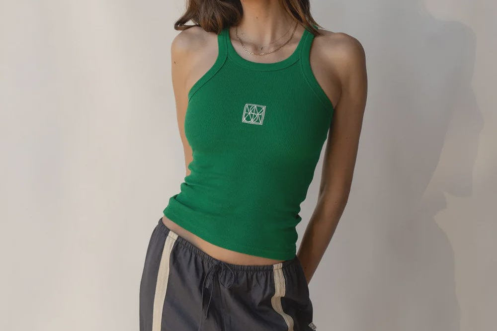 Araminta James Tops - Tanks Araminta James | Monogram Tank - Deep Green