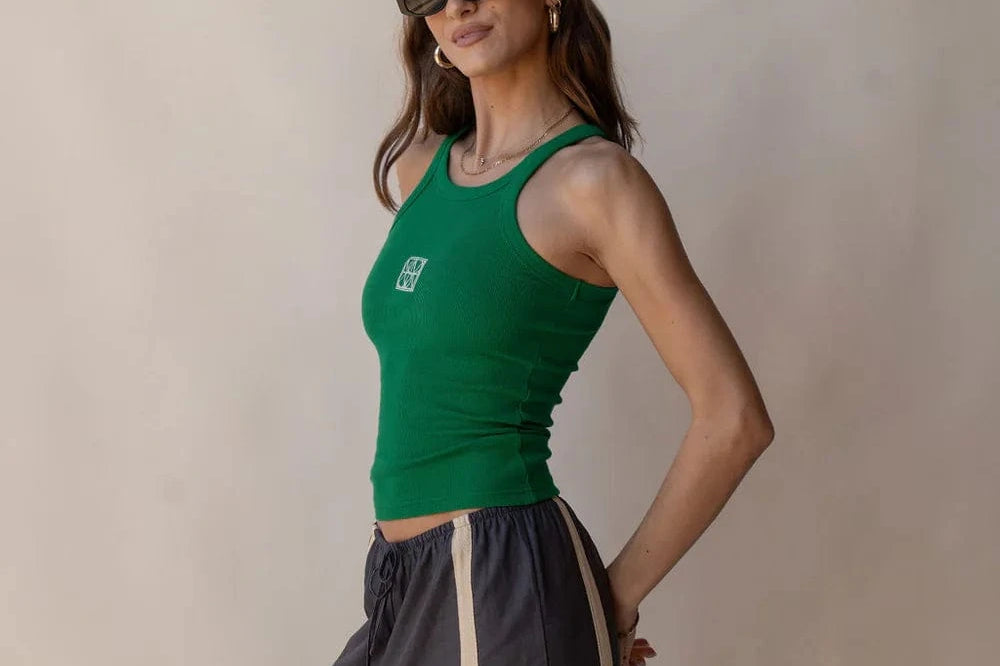 Araminta James Tops - Tanks Araminta James | Monogram Tank - Deep Green