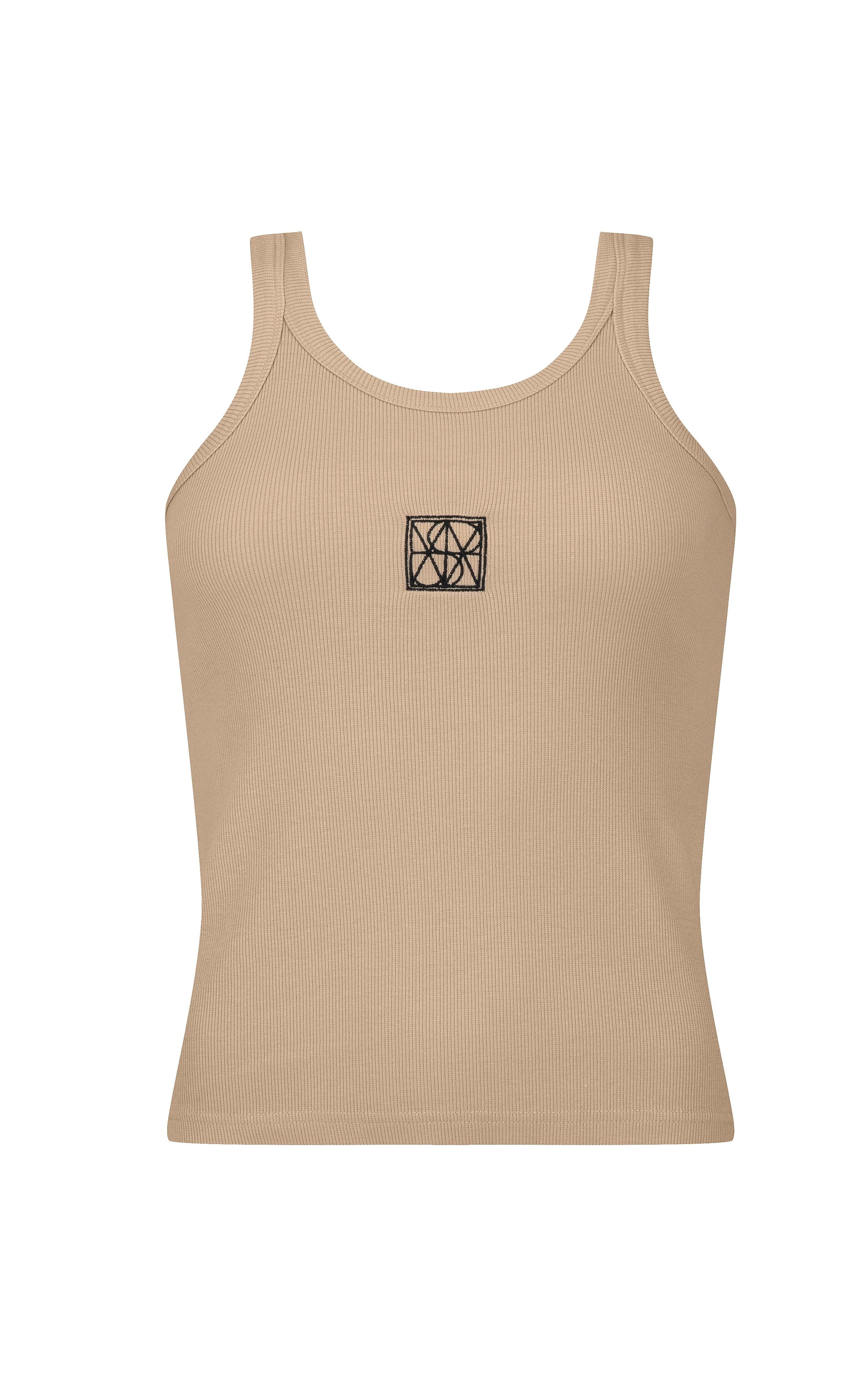 Araminta James Tops - Tanks Araminta James | Monogram Tank - Macadamia