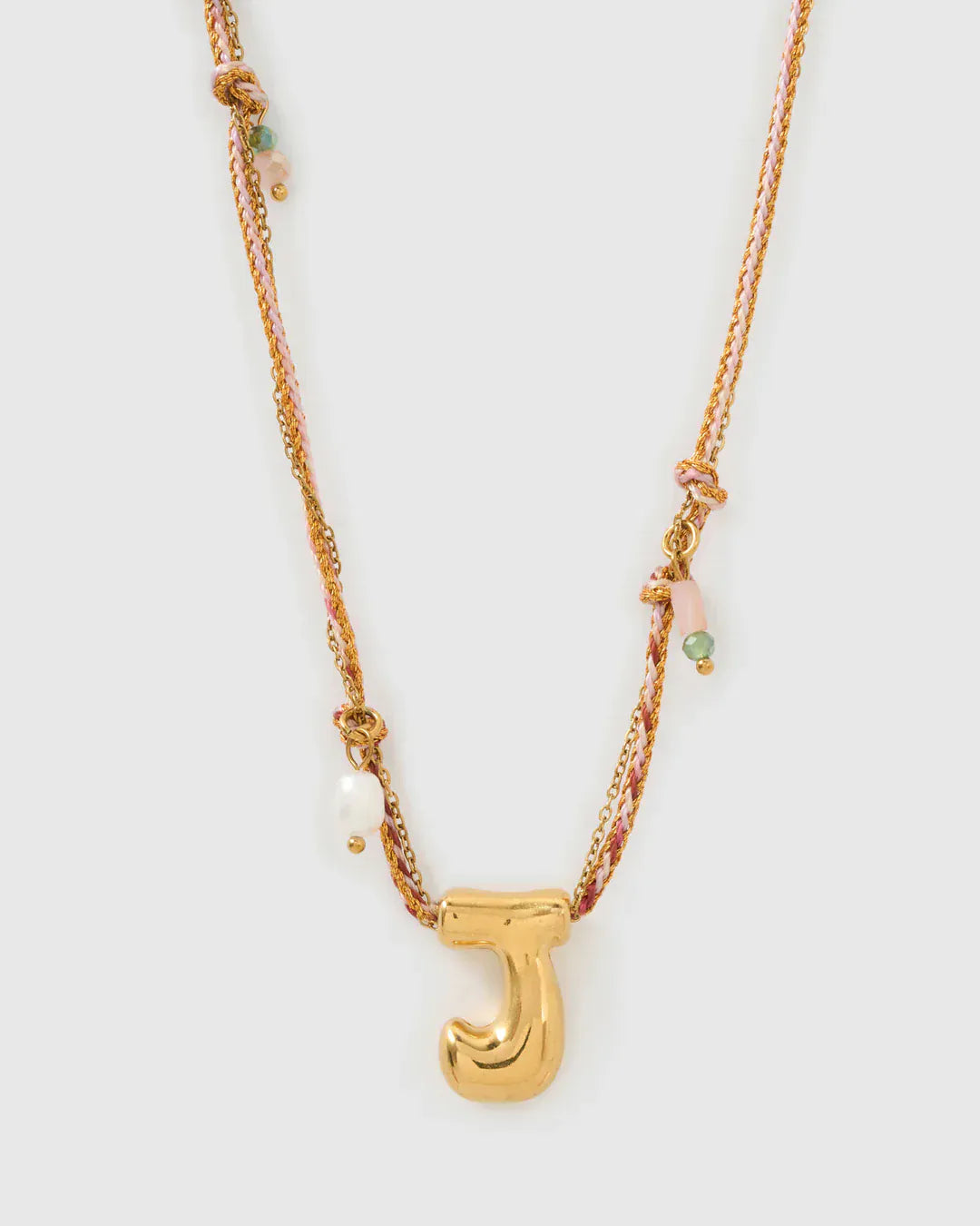 Arms Of Eve Necklaces J Bubble Letter Necklace - Blush