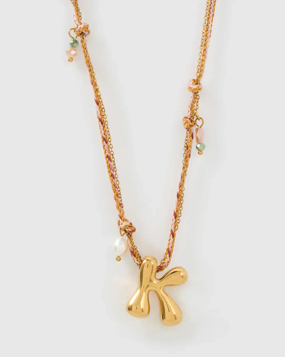 Arms Of Eve Necklaces K Bubble Letter Necklace - Blush