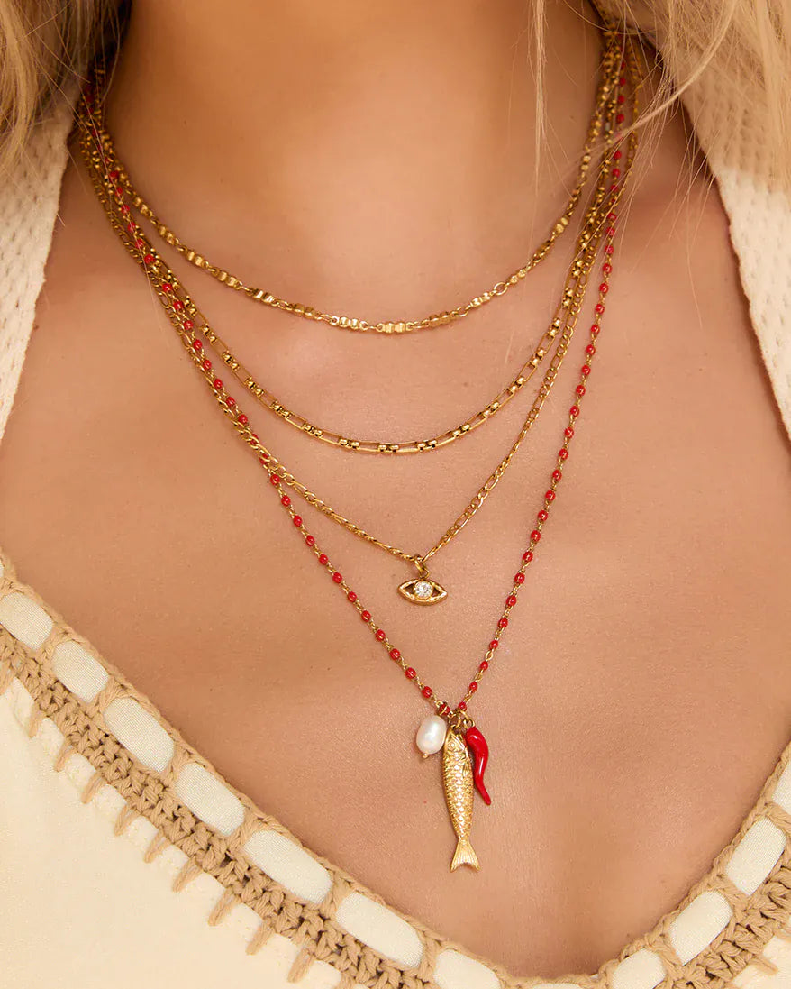 Arms Of Eve Necklaces Lucky Fish Charm Necklace - Cherry