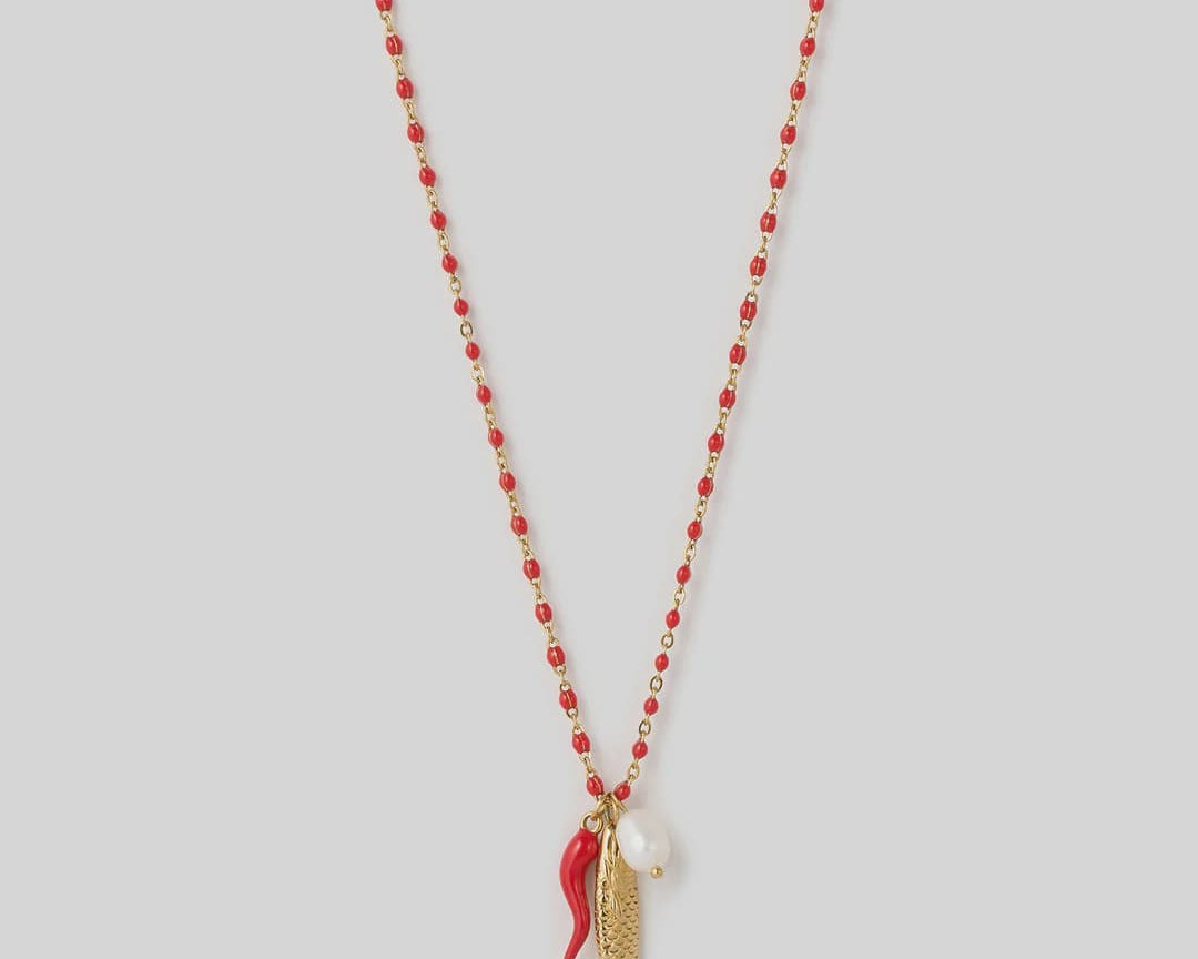 Arms Of Eve Necklaces Lucky Fish Charm Necklace - Cherry