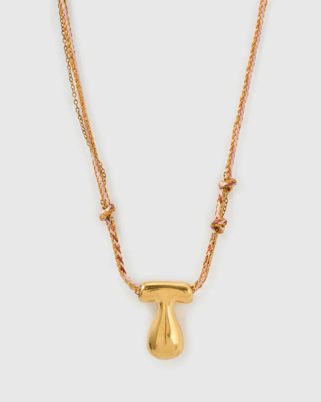 Arms Of Eve Necklaces T Bubble Letter Necklace - Blush