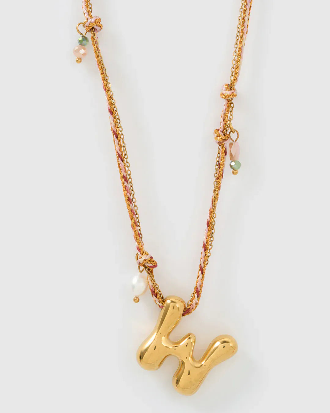 Arms Of Eve Necklaces W Bubble Letter Necklace - Blush
