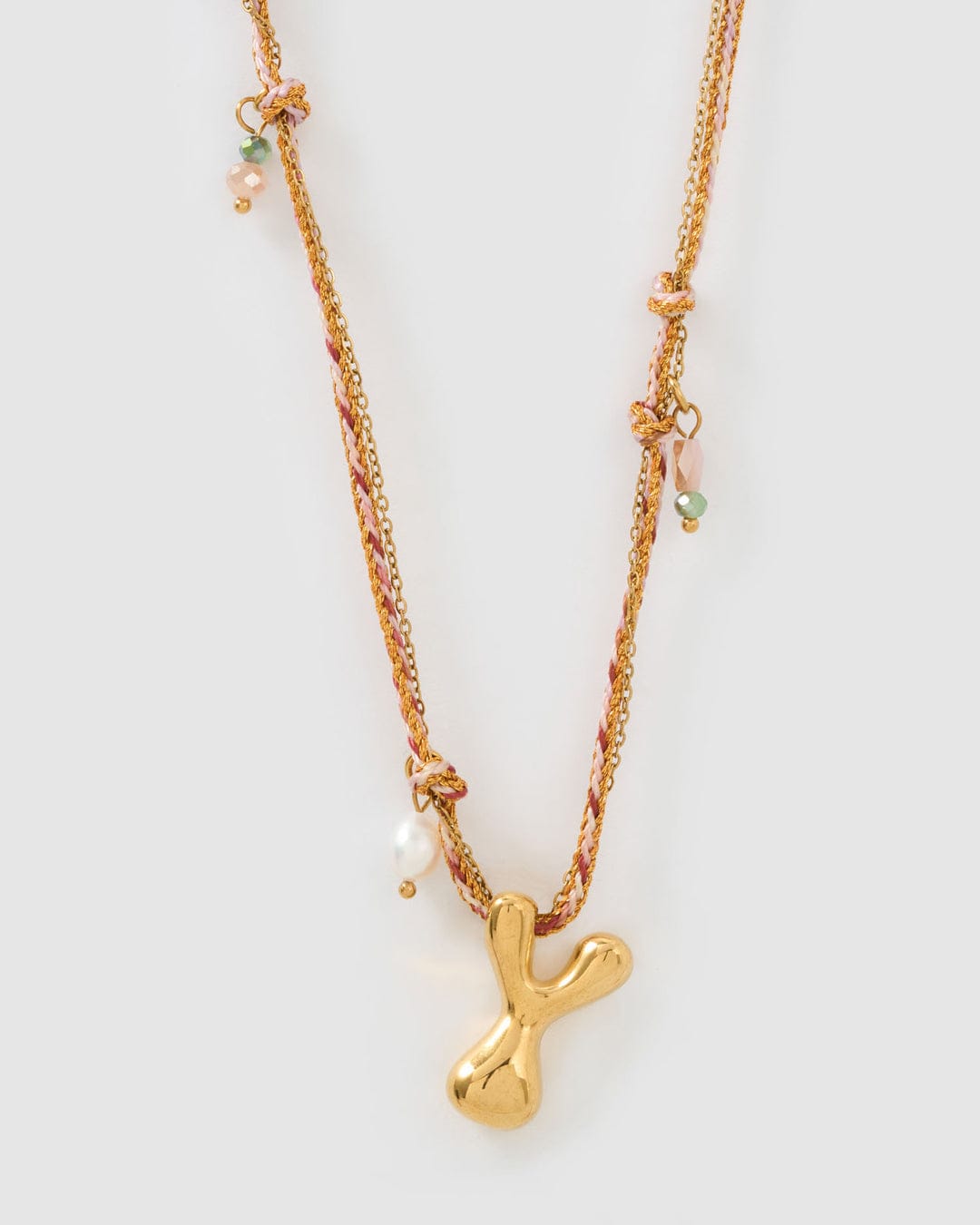 Arms Of Eve Necklaces Y Bubble Letter Necklace - Blush