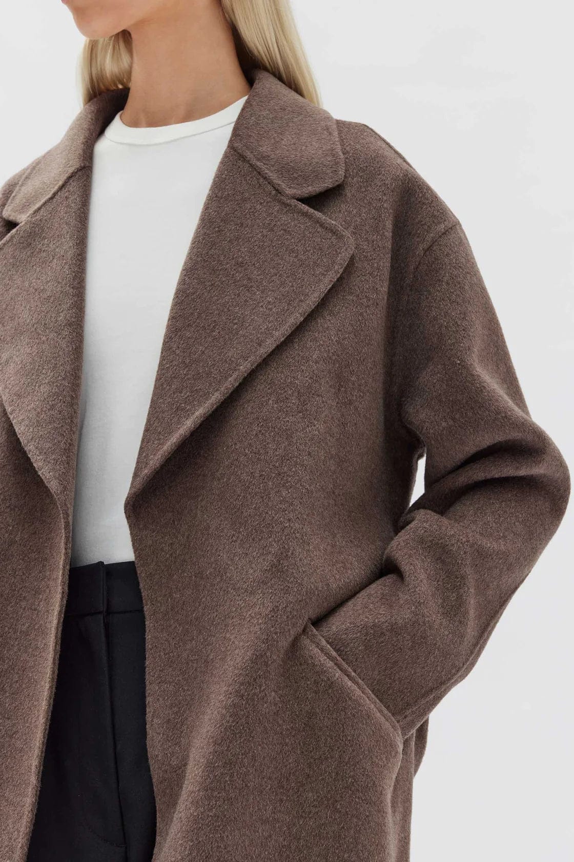 Assembly Label Coats - Wool Assembly Label | Sadie Single Breasted Wool Coat - Cocoa Marle