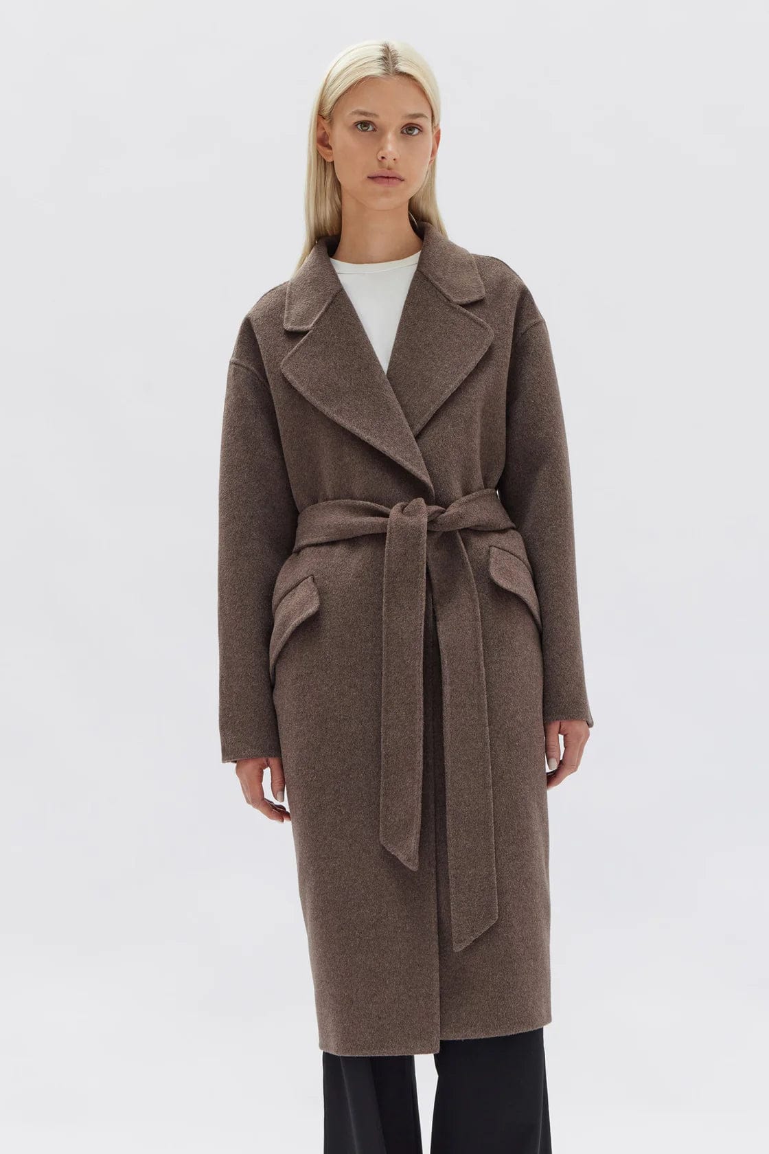 Assembly Label Coats - Wool Assembly Label | Sadie Single Breasted Wool Coat - Cocoa Marle