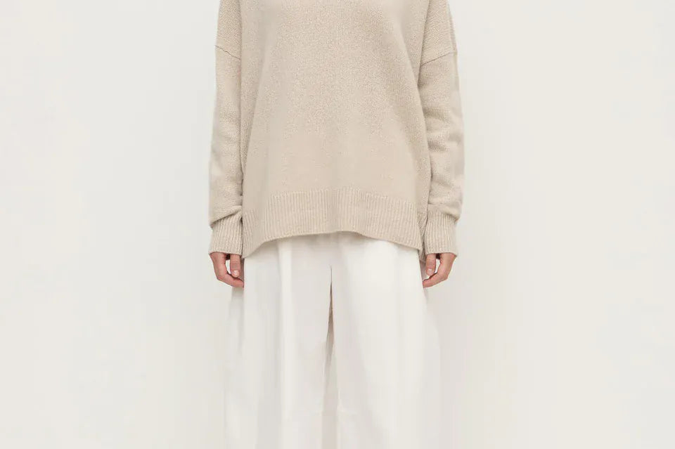 Assembly Label Knits Alora Cashmere V Neck Knit - Tapioca
