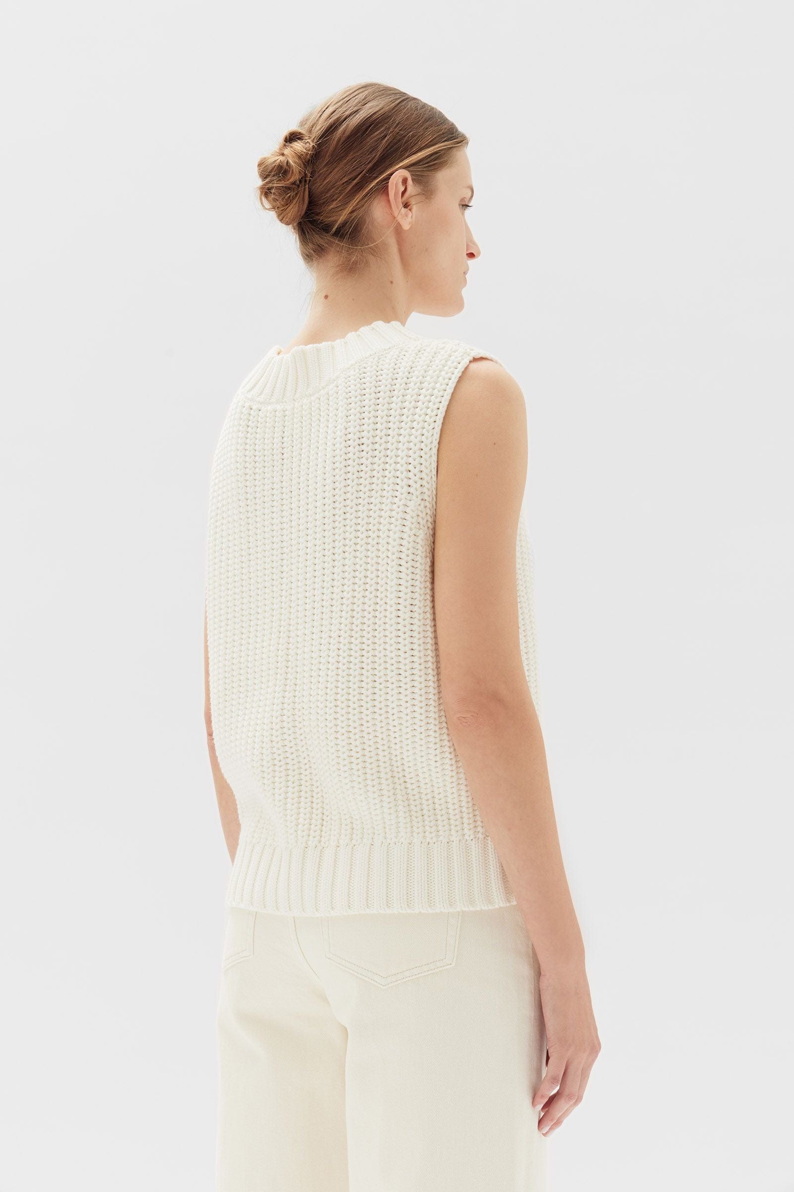 Assembly Label Knits Assembly Label | Charlotte Cotton Knit Vest - Antique White