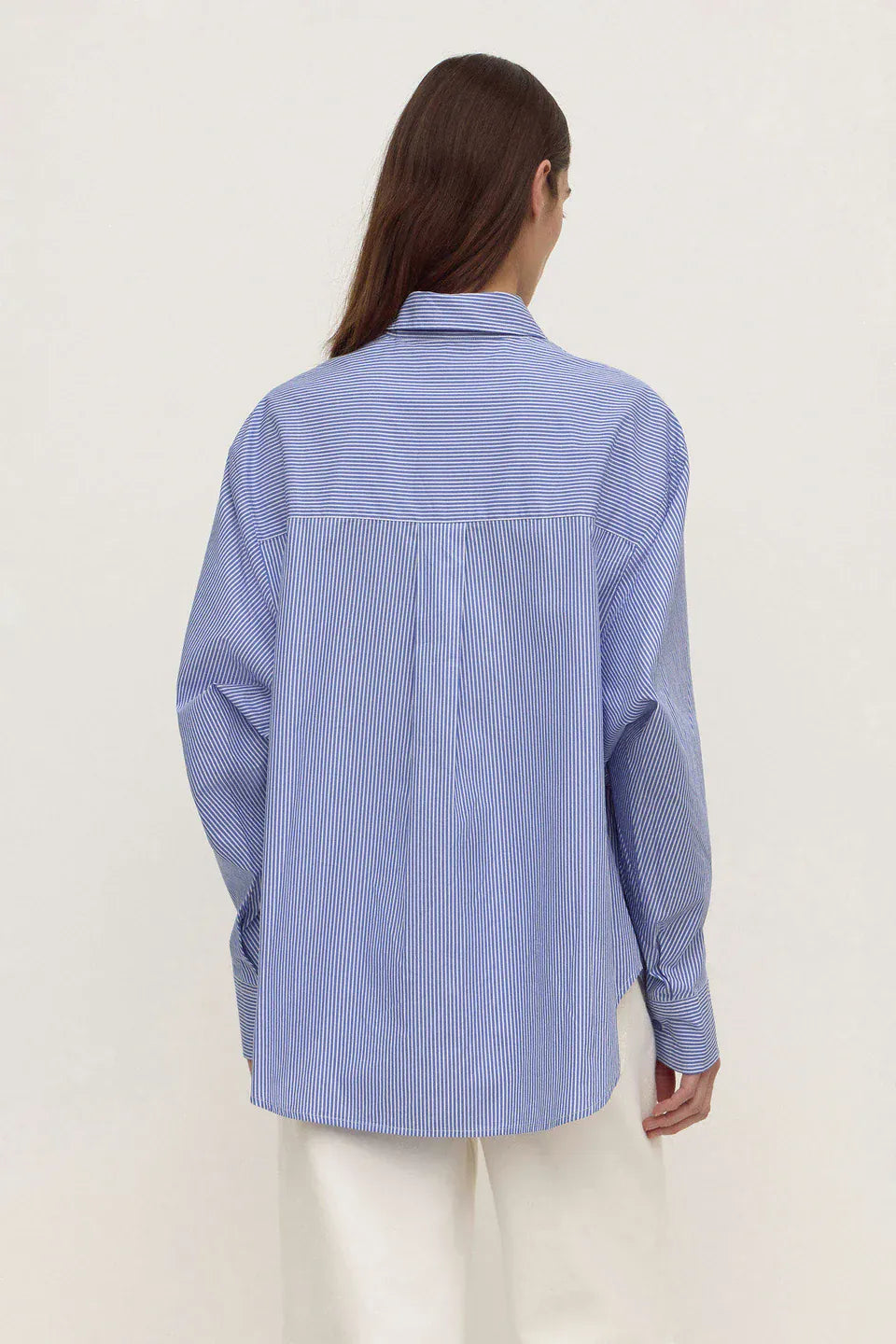 Assembly Label Shirts Ava Cotton Poplin LS Shirt - Navy Stripe