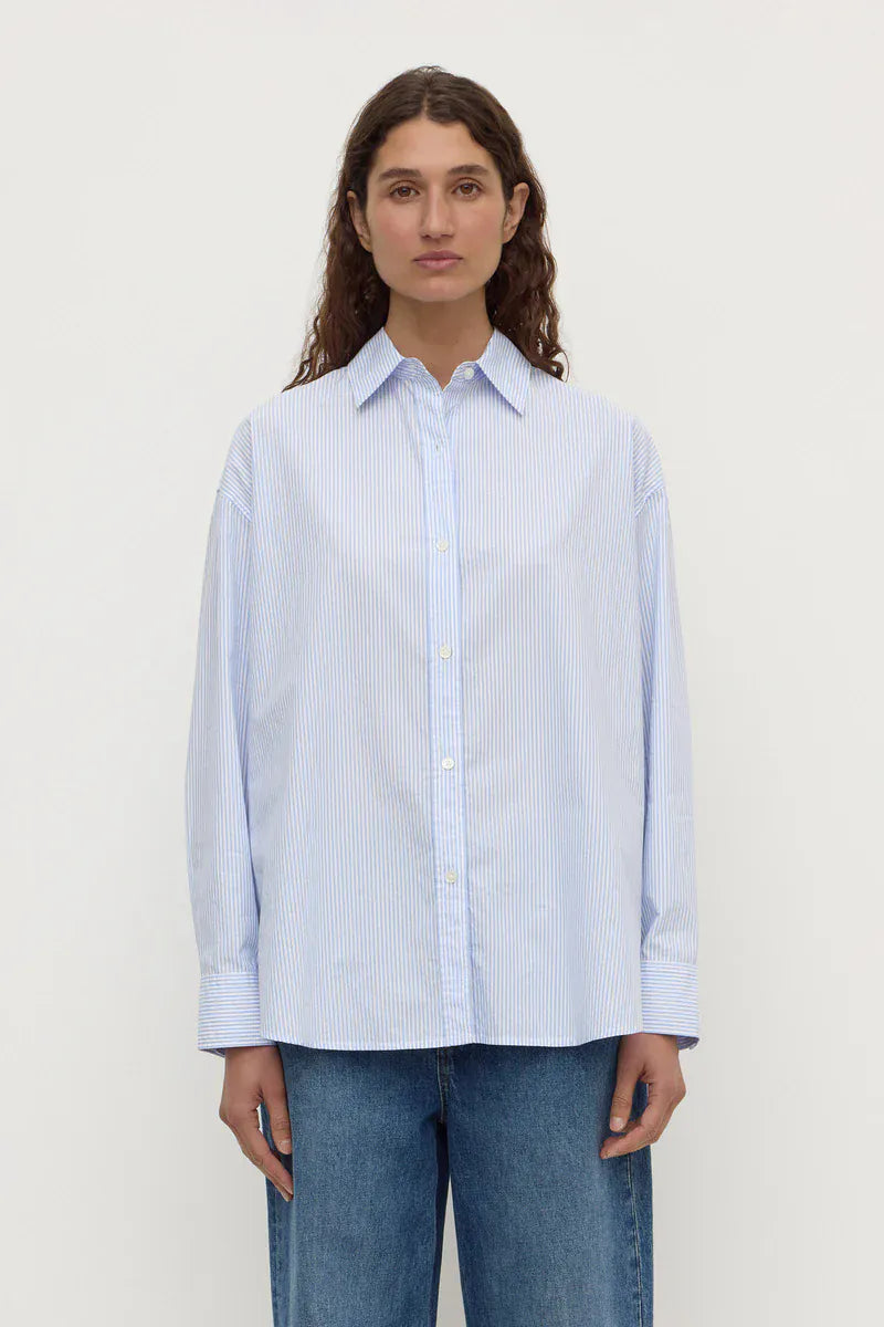 Assembly Label Shirts Avoca Stripe Shirt - Blue/White Stripe
