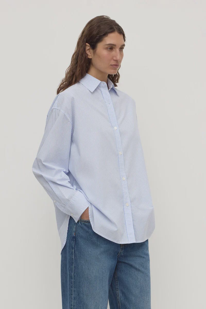 Assembly Label Shirts Avoca Stripe Shirt - Blue/White Stripe