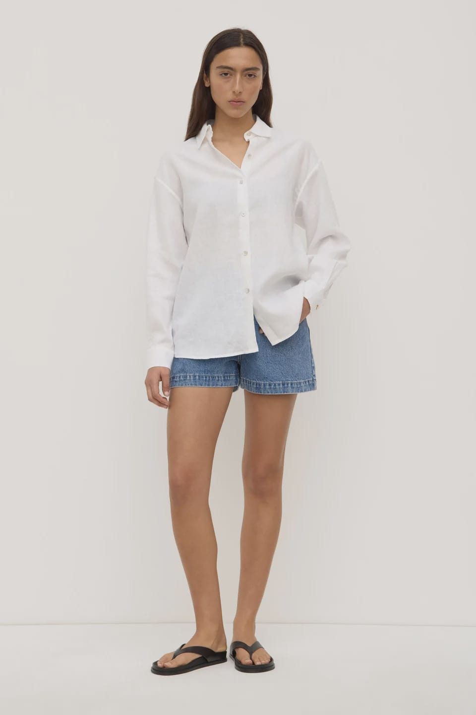 Assembly Label Shirts - Linen Everyday Womens Linen LS Shirt - White