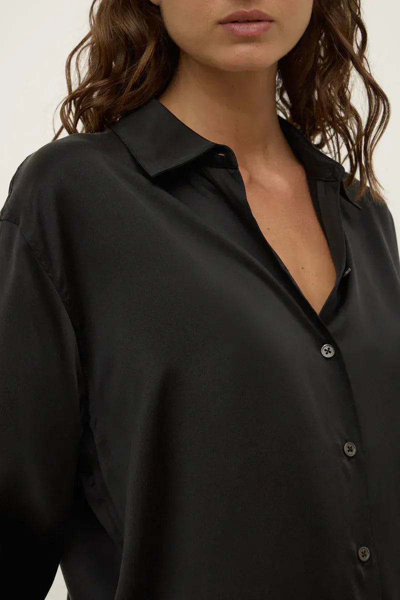 Assembly Label Shirts Pippa Silk Long Sleeve Shirt - Black