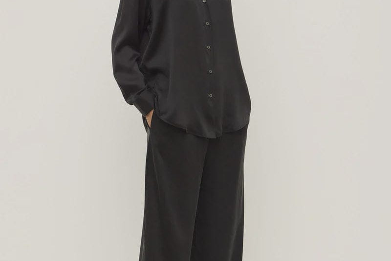Assembly Label Shirts Pippa Silk Long Sleeve Shirt - Black