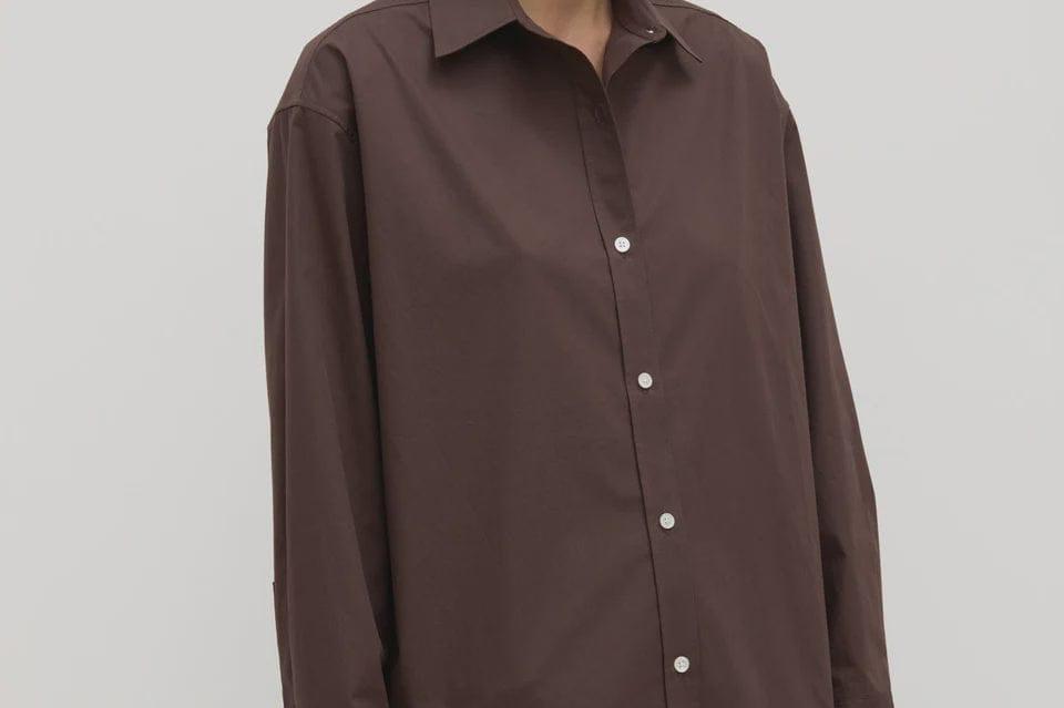 Assembly Label Shirts - Tailored Marigold Poplin Long Sleeve Shirt - Ganache