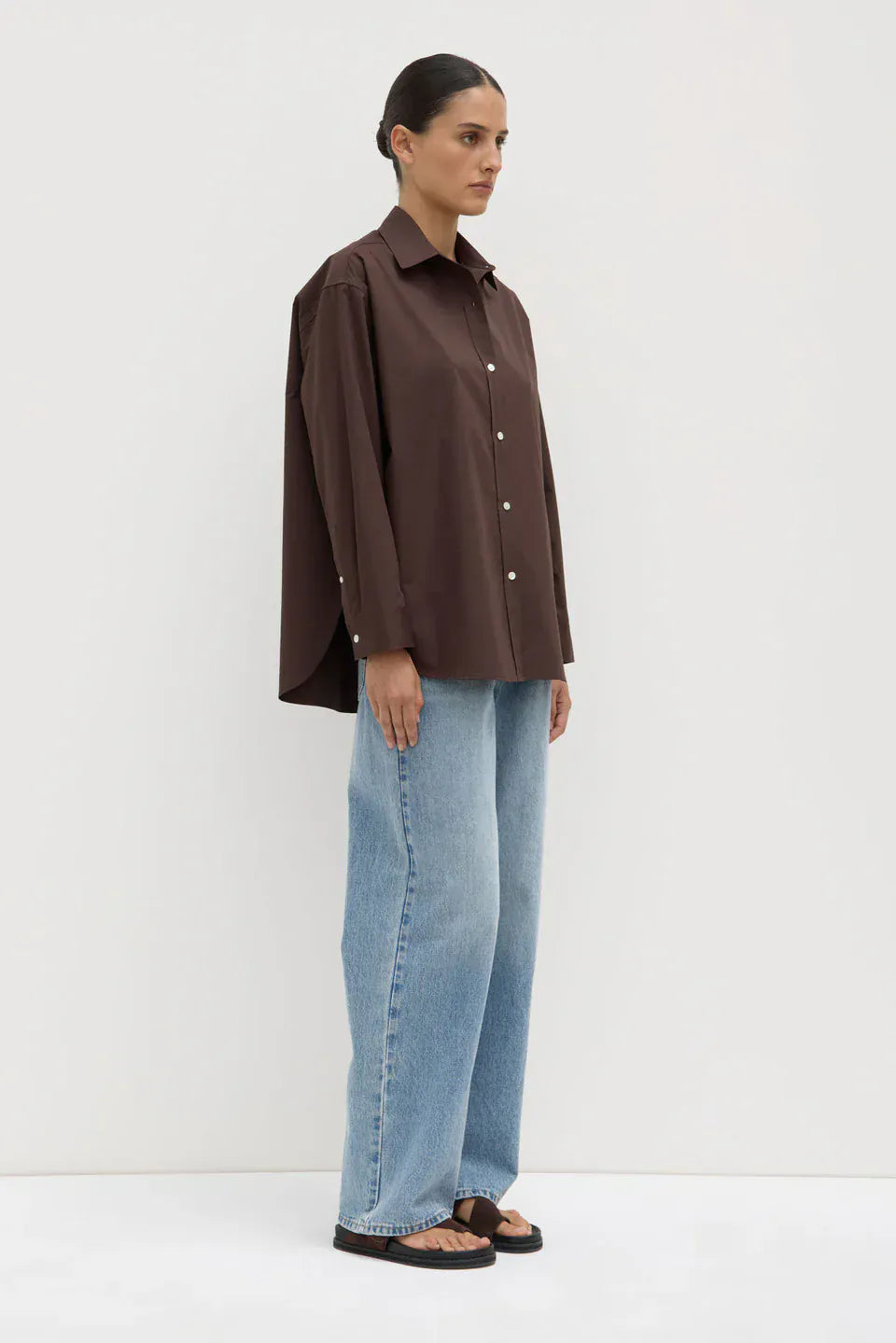 Assembly Label Shirts - Tailored Marigold Poplin Long Sleeve Shirt - Ganache