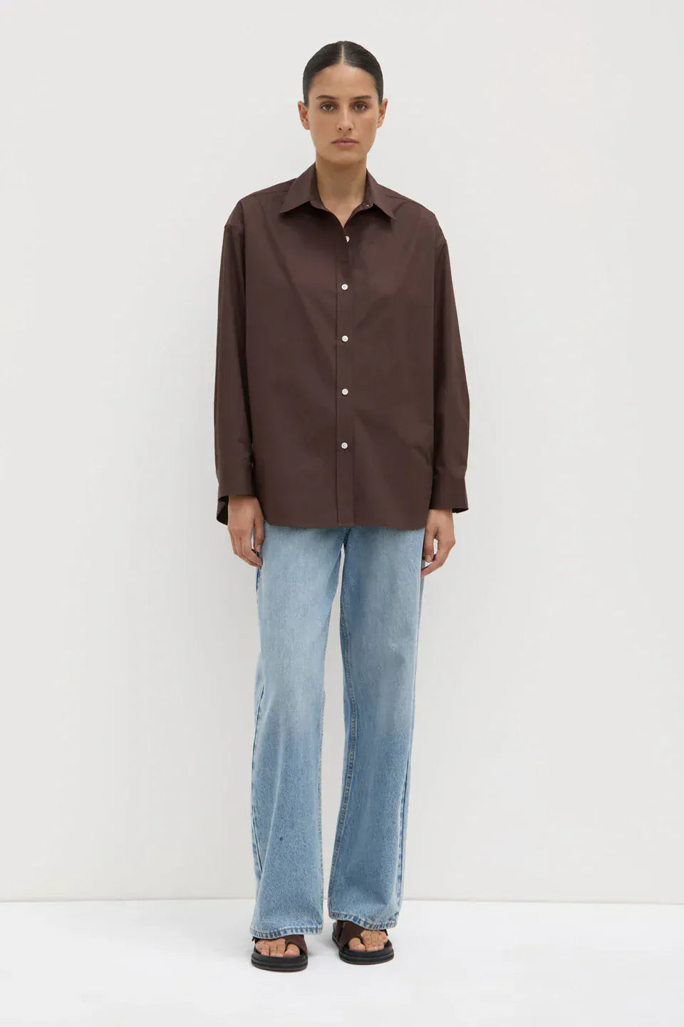 Assembly Label Shirts - Tailored Marigold Poplin Long Sleeve Shirt - Ganache
