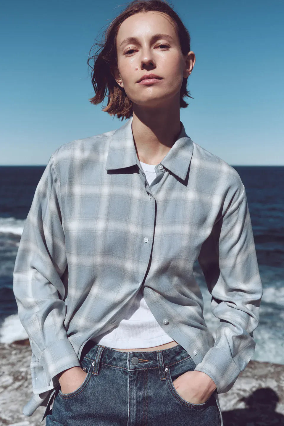 Assembly Label Shirts Womens Luka Japanese Shirt - Steel Blue Check