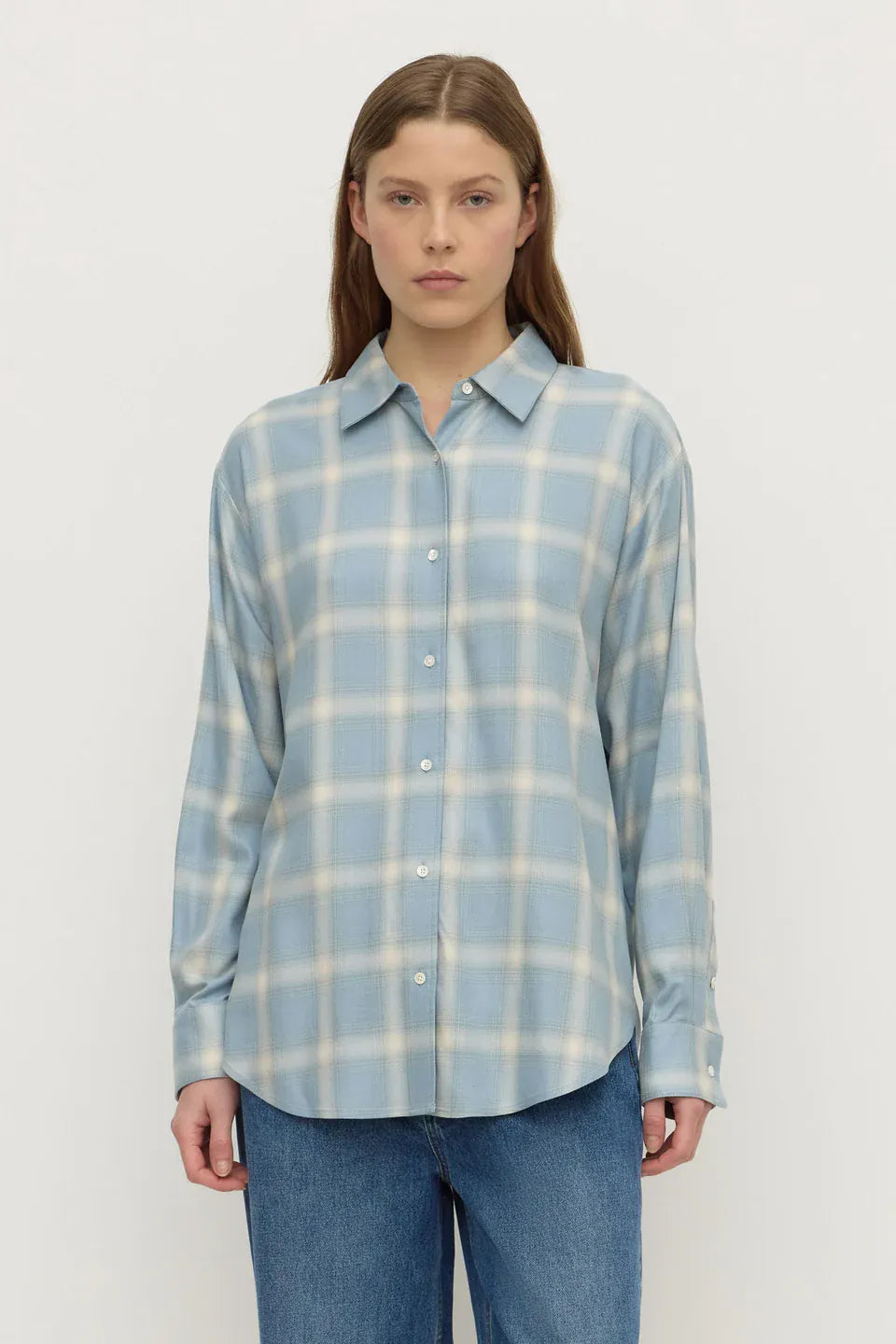 Assembly Label Shirts Womens Luka Japanese Shirt - Steel Blue Check