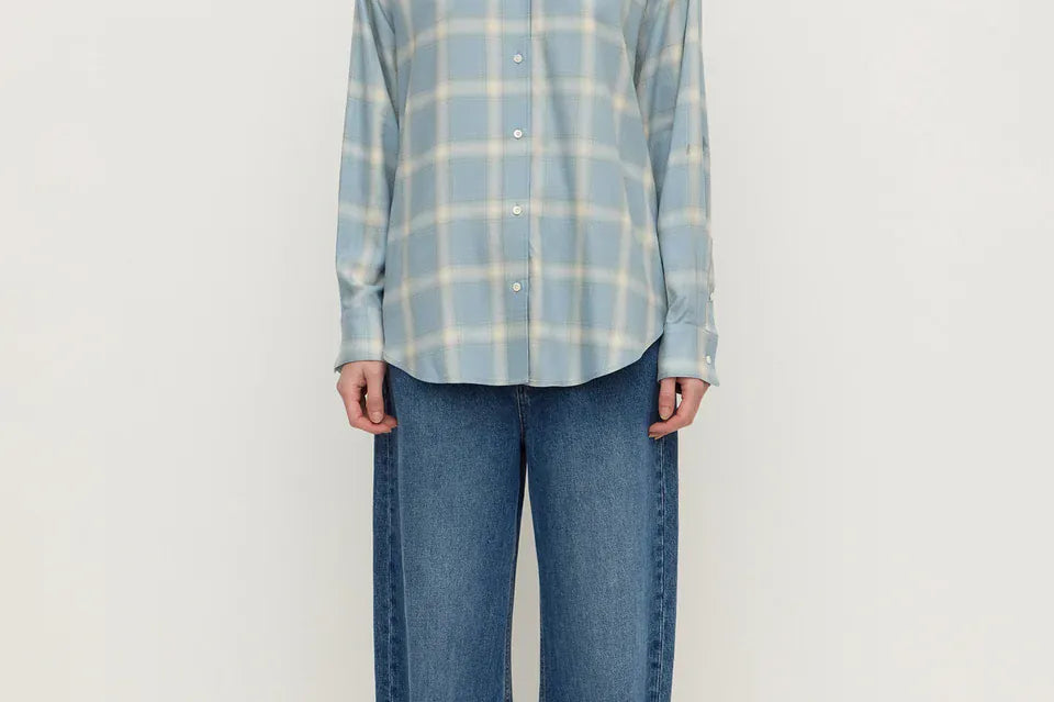 Assembly Label Shirts Womens Luka Japanese Shirt - Steel Blue Check