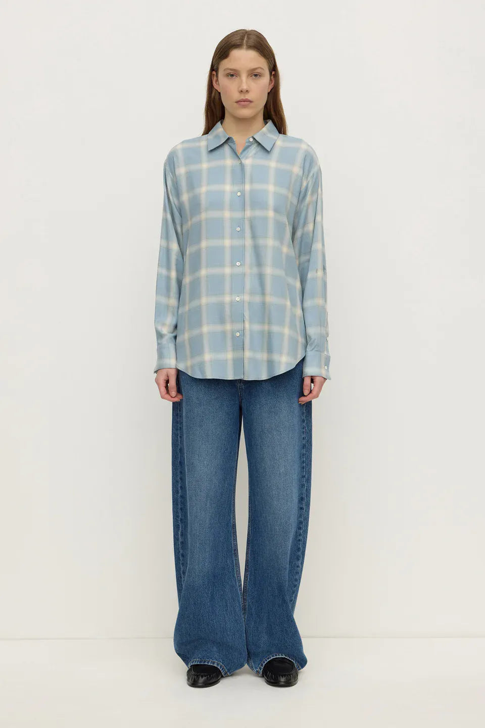 Assembly Label Shirts Womens Luka Japanese Shirt - Steel Blue Check