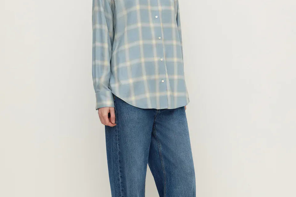 Assembly Label Shirts Womens Luka Japanese Shirt - Steel Blue Check