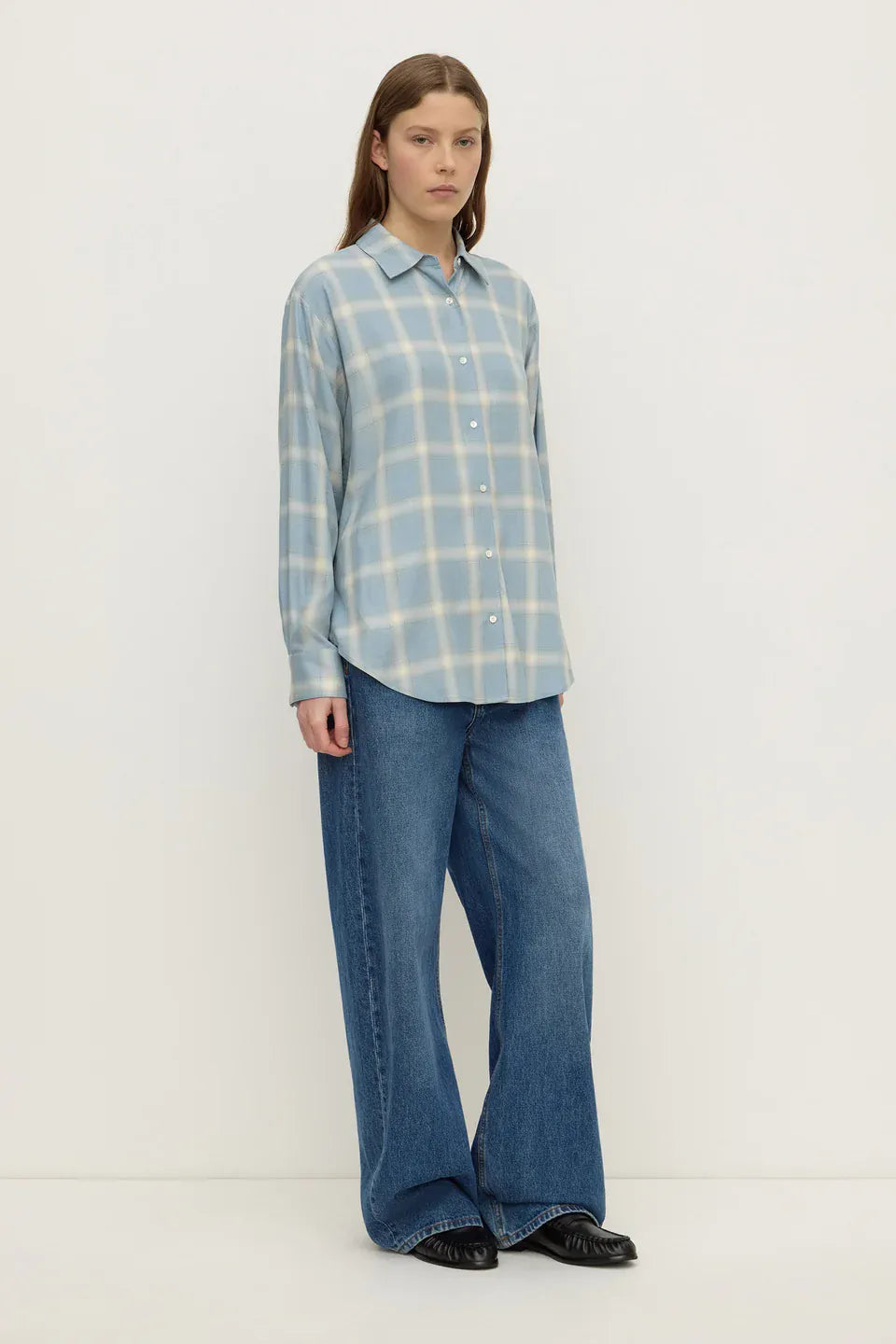 Assembly Label Shirts Womens Luka Japanese Shirt - Steel Blue Check
