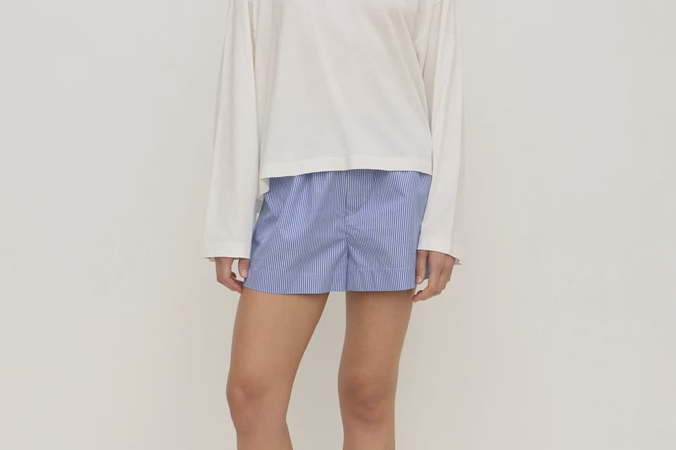 Assembly Label Shorts - Casual Ava Stripe Cotton Poplin Short