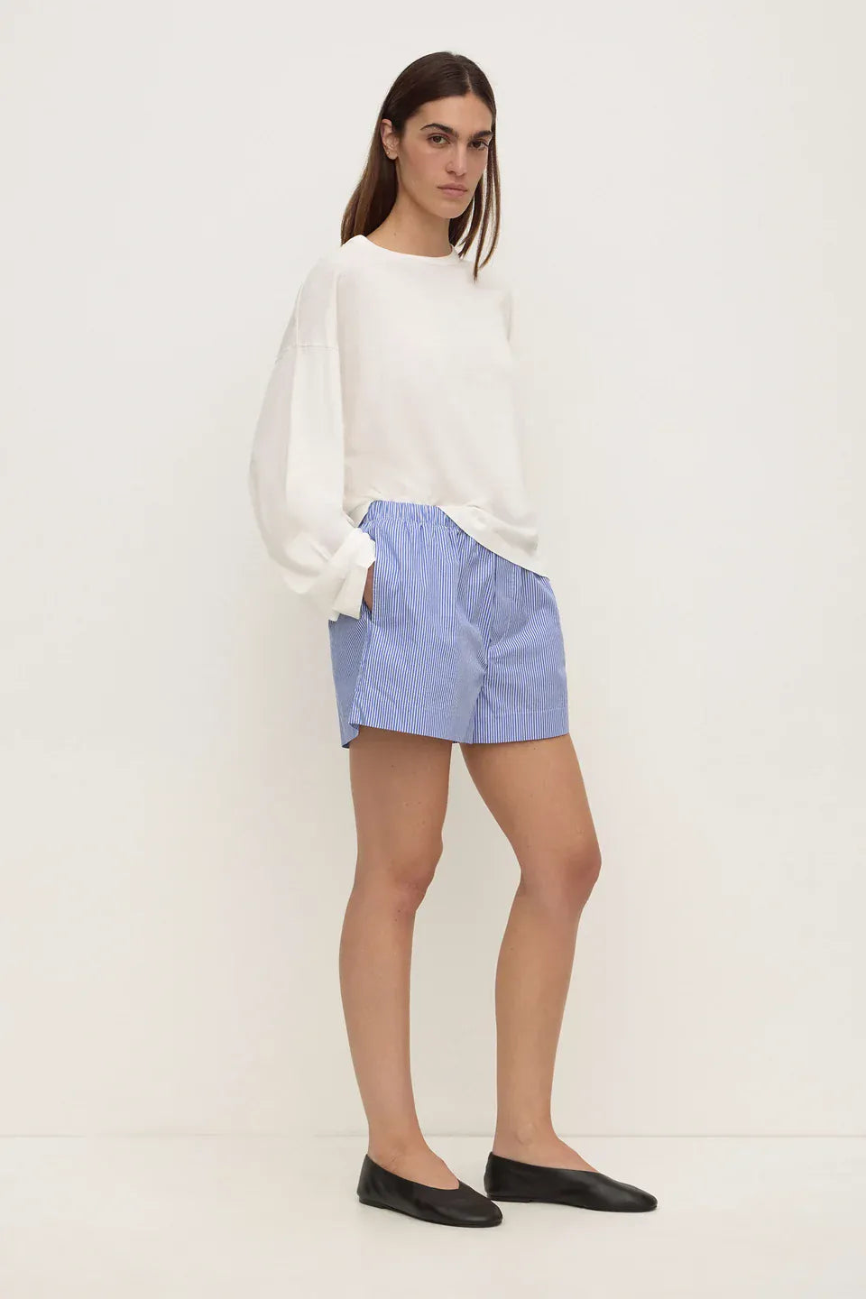 Assembly Label Shorts - Casual Ava Stripe Cotton Poplin Short