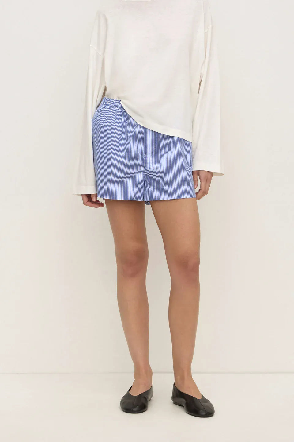 Assembly Label Shorts - Casual Ava Stripe Cotton Poplin Short