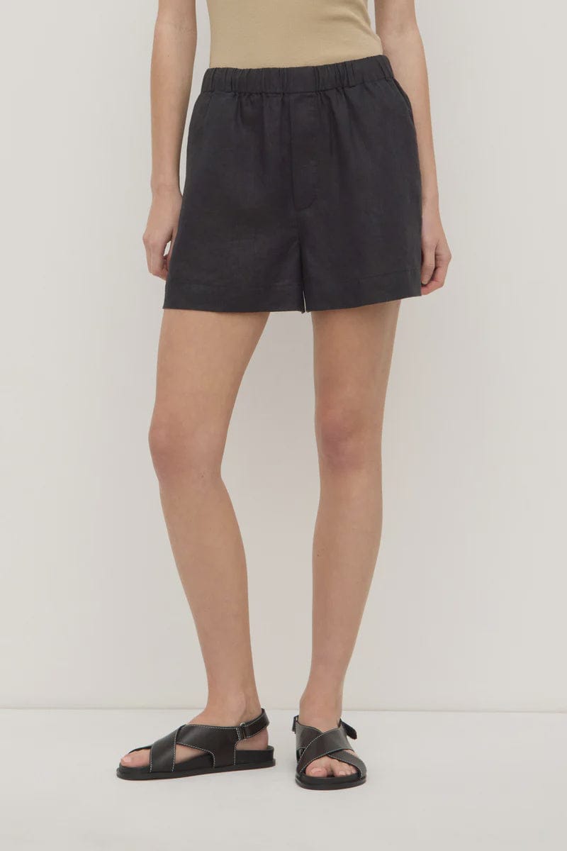 Assembly Label Shorts - Casual Everyday Linen Short - Black
