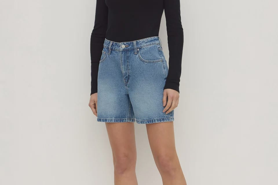 Assembly Label Shorts - Denim Mid Rise Vintage Denim Short - Classic Blue