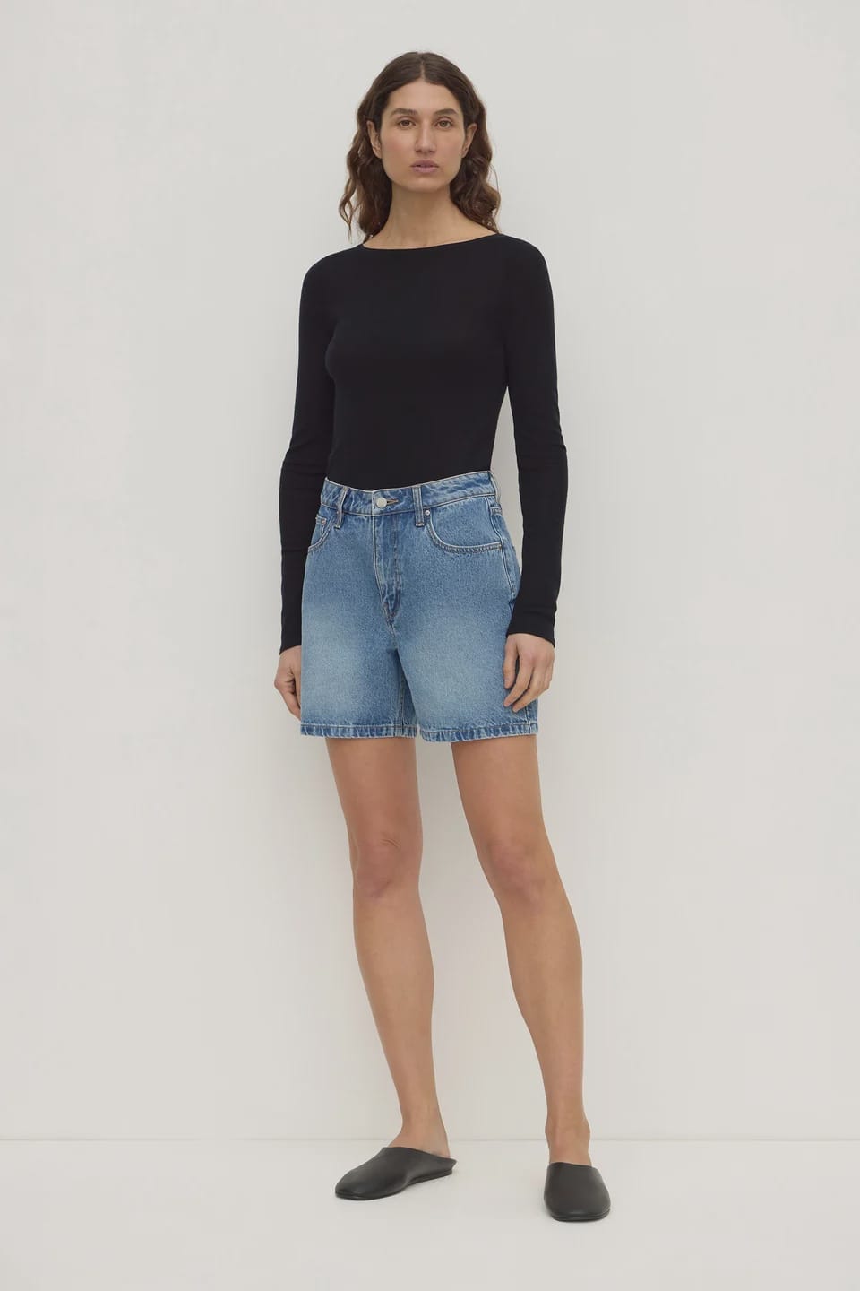 Assembly Label Shorts - Denim Mid Rise Vintage Denim Short - Classic Blue